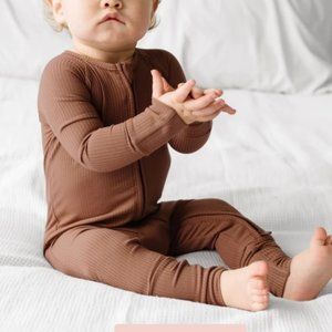 Little Sleepies Caramel Ribbed Zippy